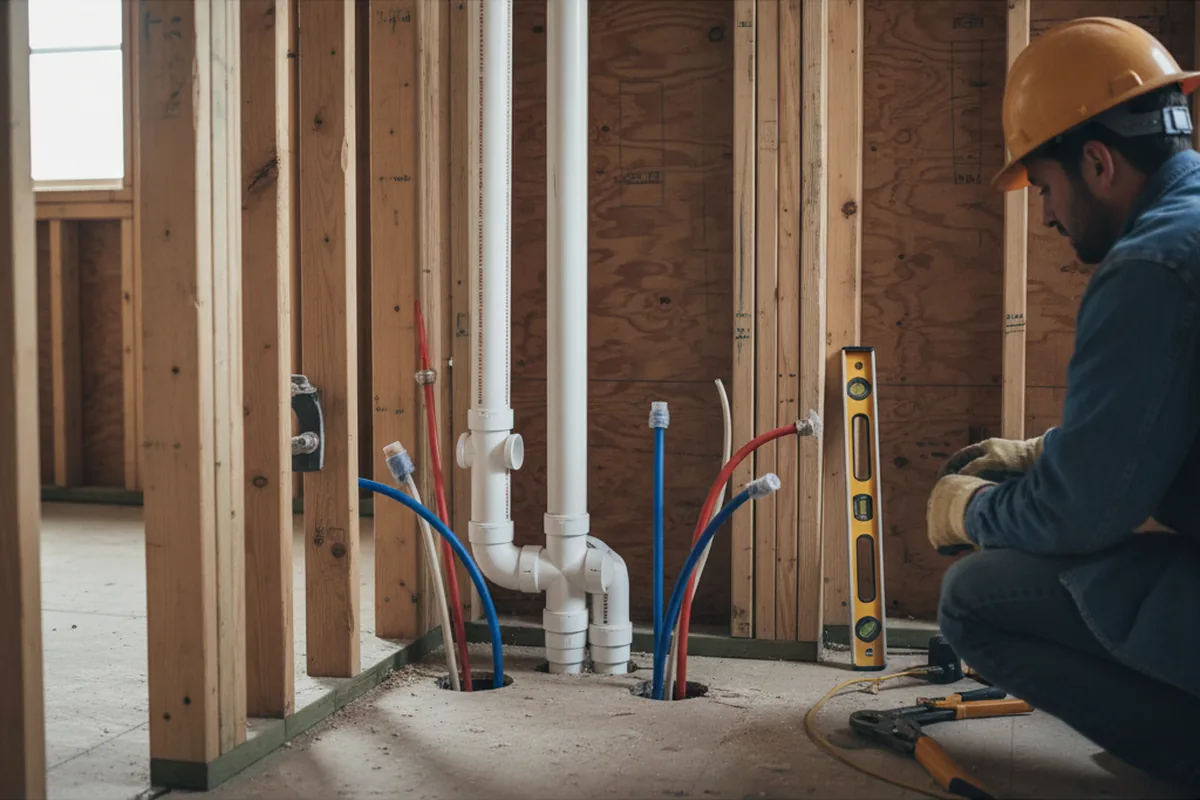 Drain and supply rough-in during Sump Pump Repair in Crab Orchard